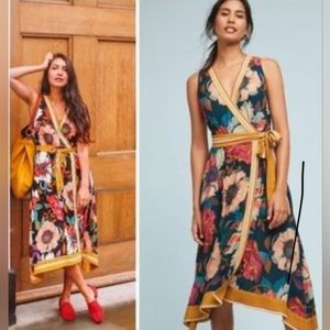 Anthropologie Maeve Flora Botanical Wrap dress
